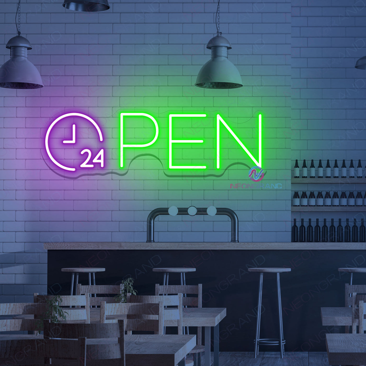 Open 24H Neon Sign Business Storefront Led Light