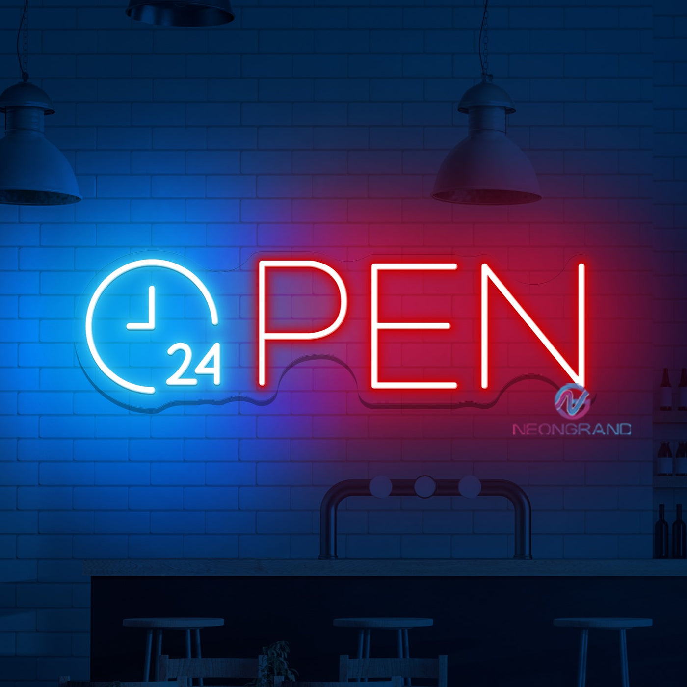 Open 24H Neon Sign Business Storefront Led Light