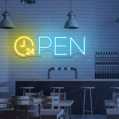 Open 24H Neon Sign Business Storefront Led Light