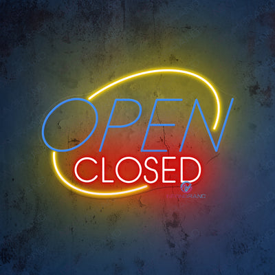 Oval Open Closed Neon Sign Storefont LED Light