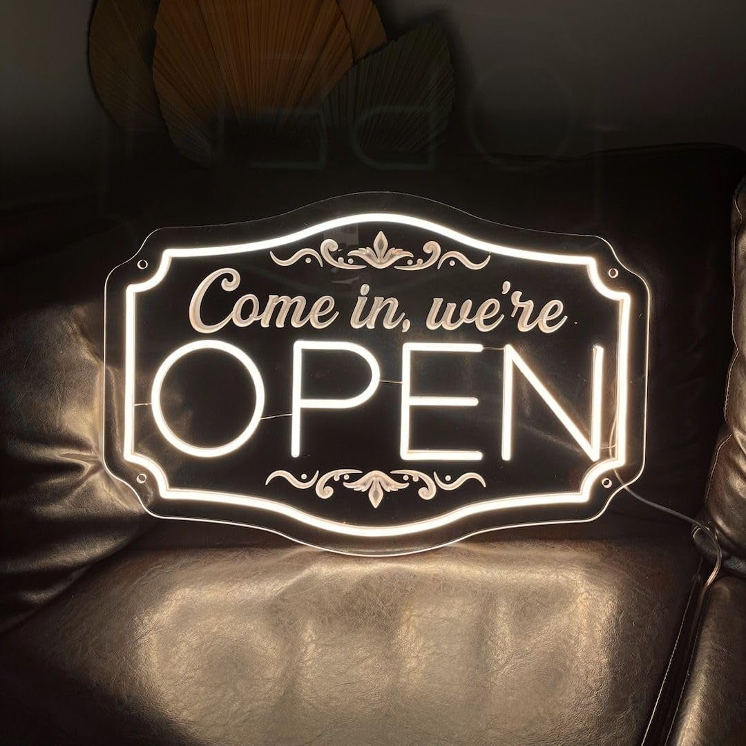 Come In We Are Open Neon Sign 3D Engraved LED Light (ADAPTER)