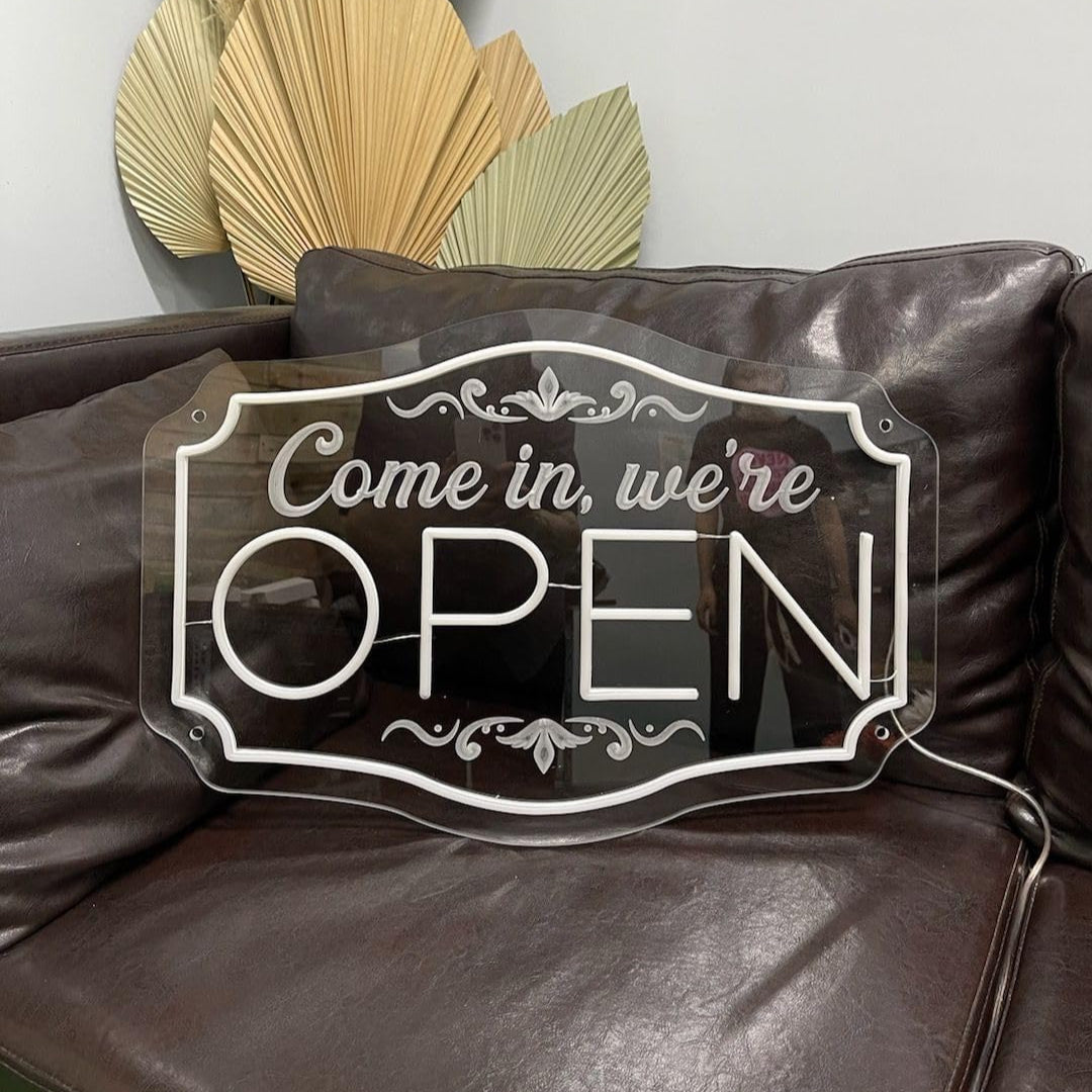 Come In We Are Open Neon Sign 3D Engraved LED Light (ADAPTER)