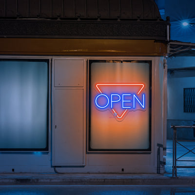 Open Neon Sign Triangle Storefront LED Light