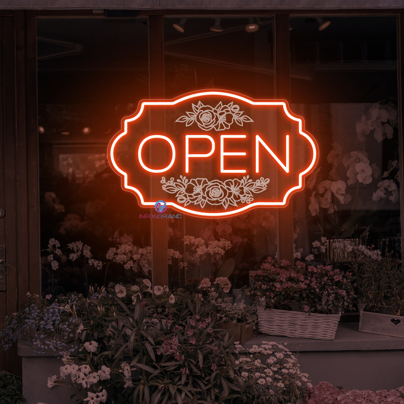 Florist Open Neon Sign Flower Shop Storefront LED Light