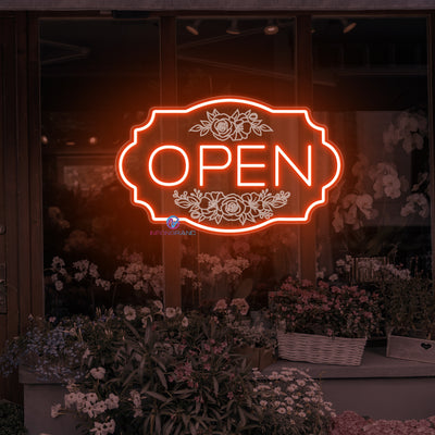 Florist Open Neon Sign Flower Shop Storefront LED Light
