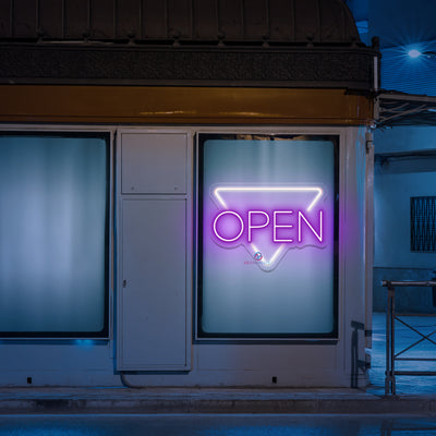 Open Neon Sign Triangle Storefront LED Light