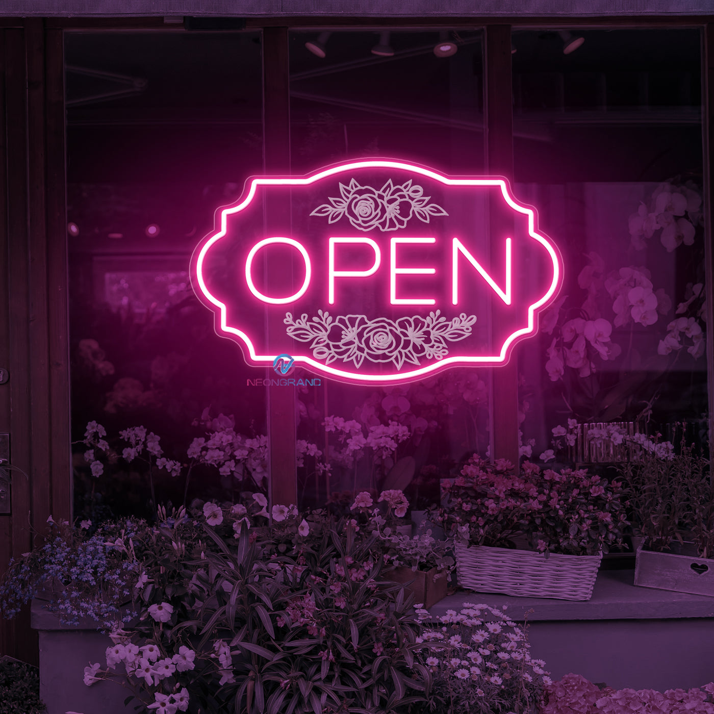 Florist Open Neon Sign Flower Shop Storefront LED Light