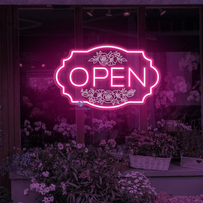 Florist Open Neon Sign Flower Shop Storefront LED Light