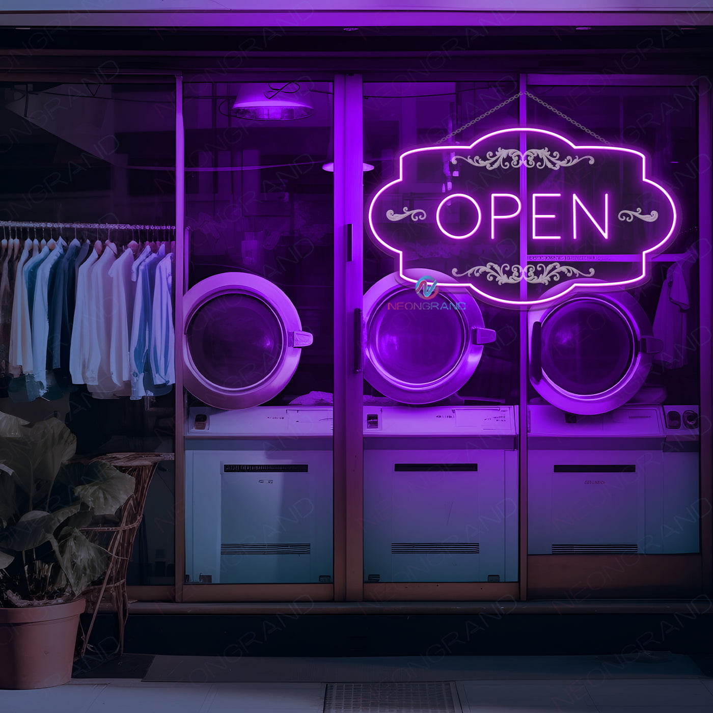 Neon Open Sign Retro 3D-Engraving Storefront LED Light