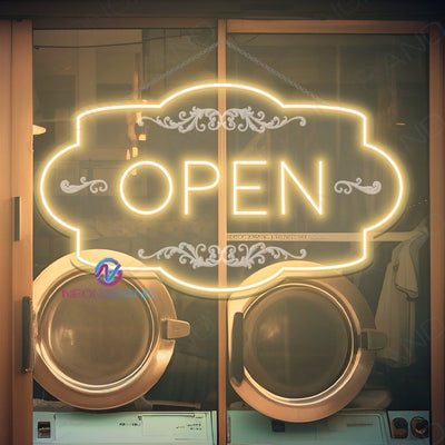 Neon Open Sign Retro 3D-Engraving Storefront LED Light