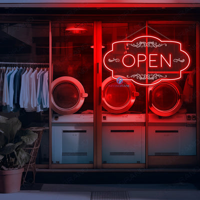 Neon Open Sign Retro 3D-Engraving Storefront LED Light