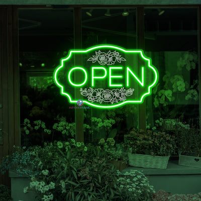 Florist Open Neon Sign Flower Shop Storefront LED Light