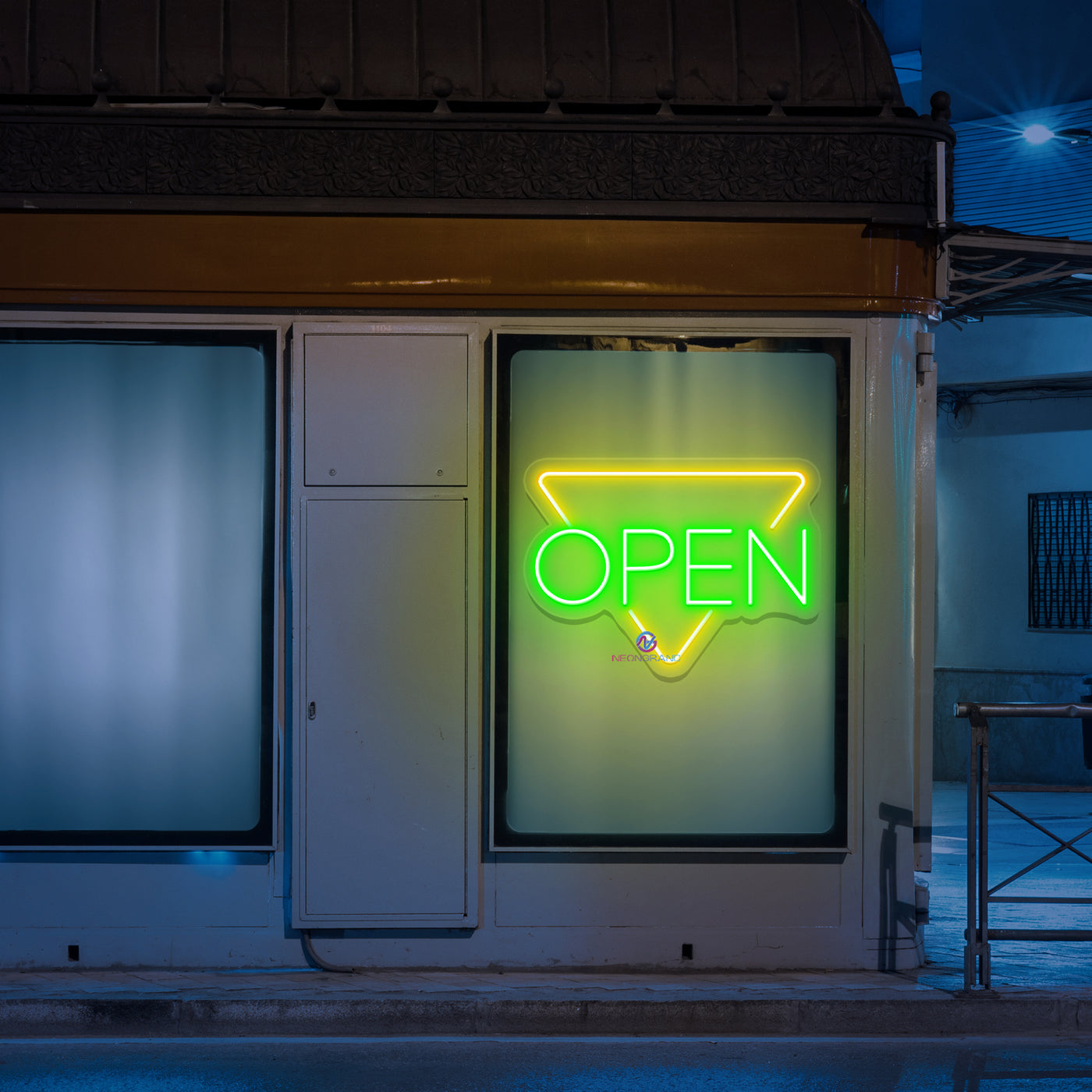 Open Neon Sign Triangle Storefront LED Light