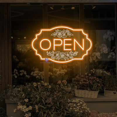 Florist Open Neon Sign Flower Shop Storefront LED Light