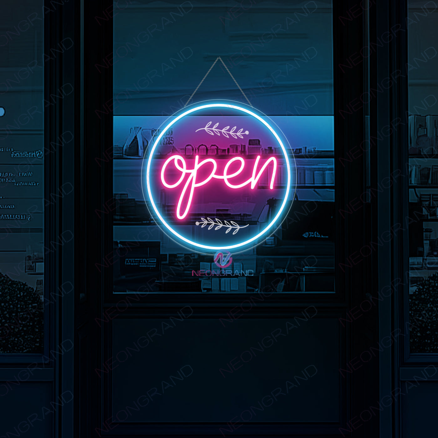 Vintage Neon Open Sign Engraving Storefront LED Light