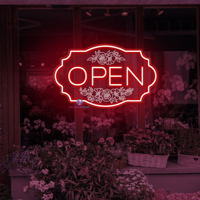Florist Open Neon Sign Flower Shop Storefront LED Light