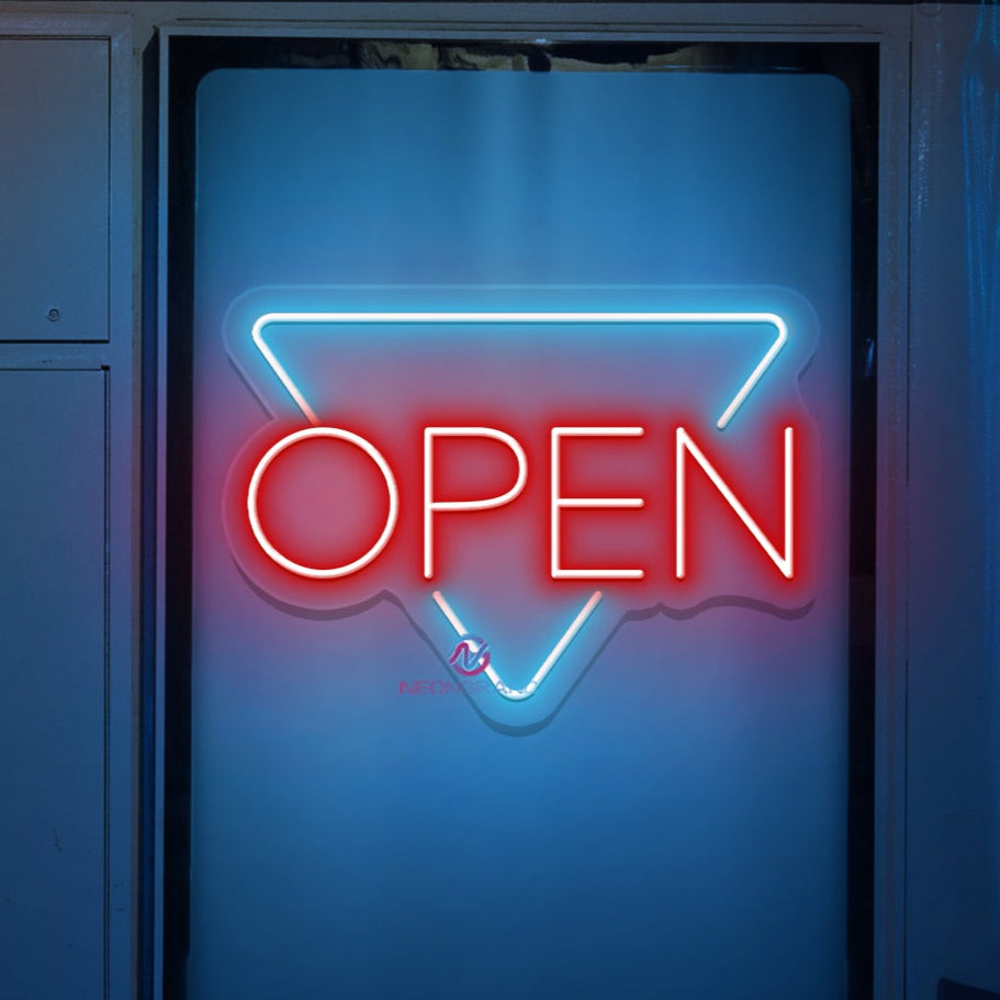 Open Neon Sign Triangle Storefront LED Light - NeonGrand