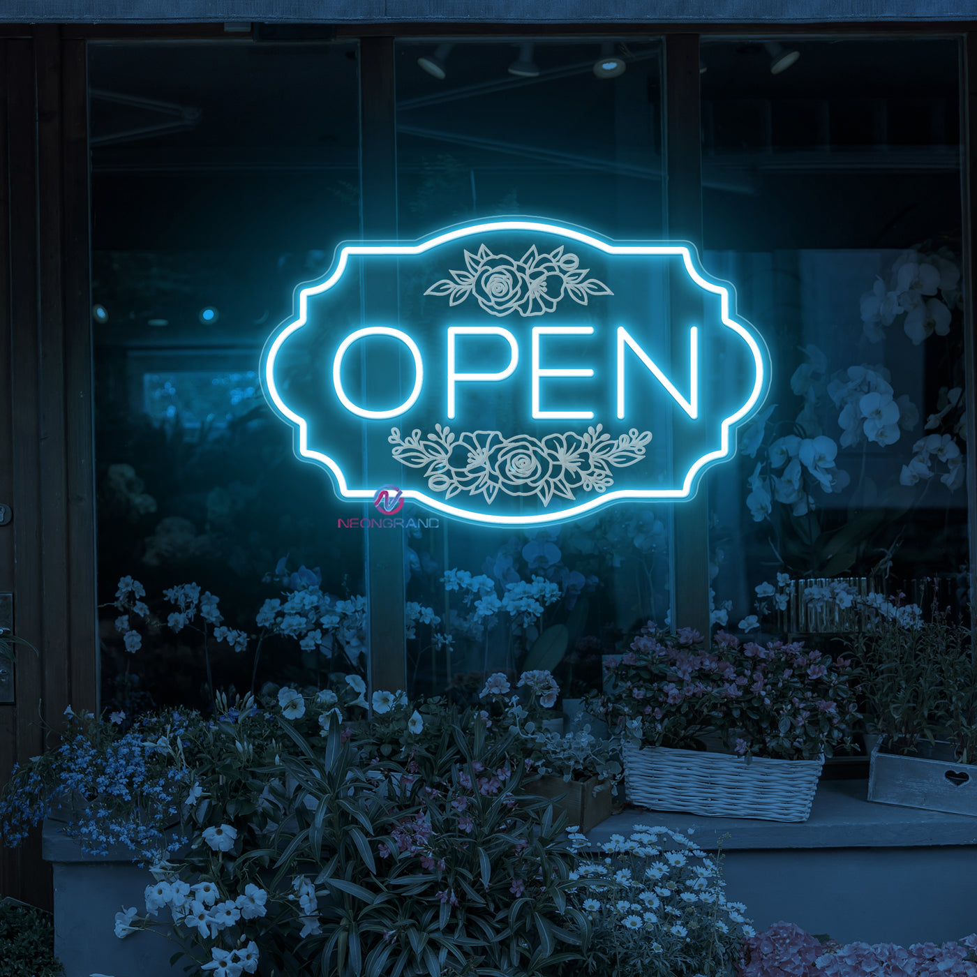 Florist Open Neon Sign Flower Shop Storefront LED Light