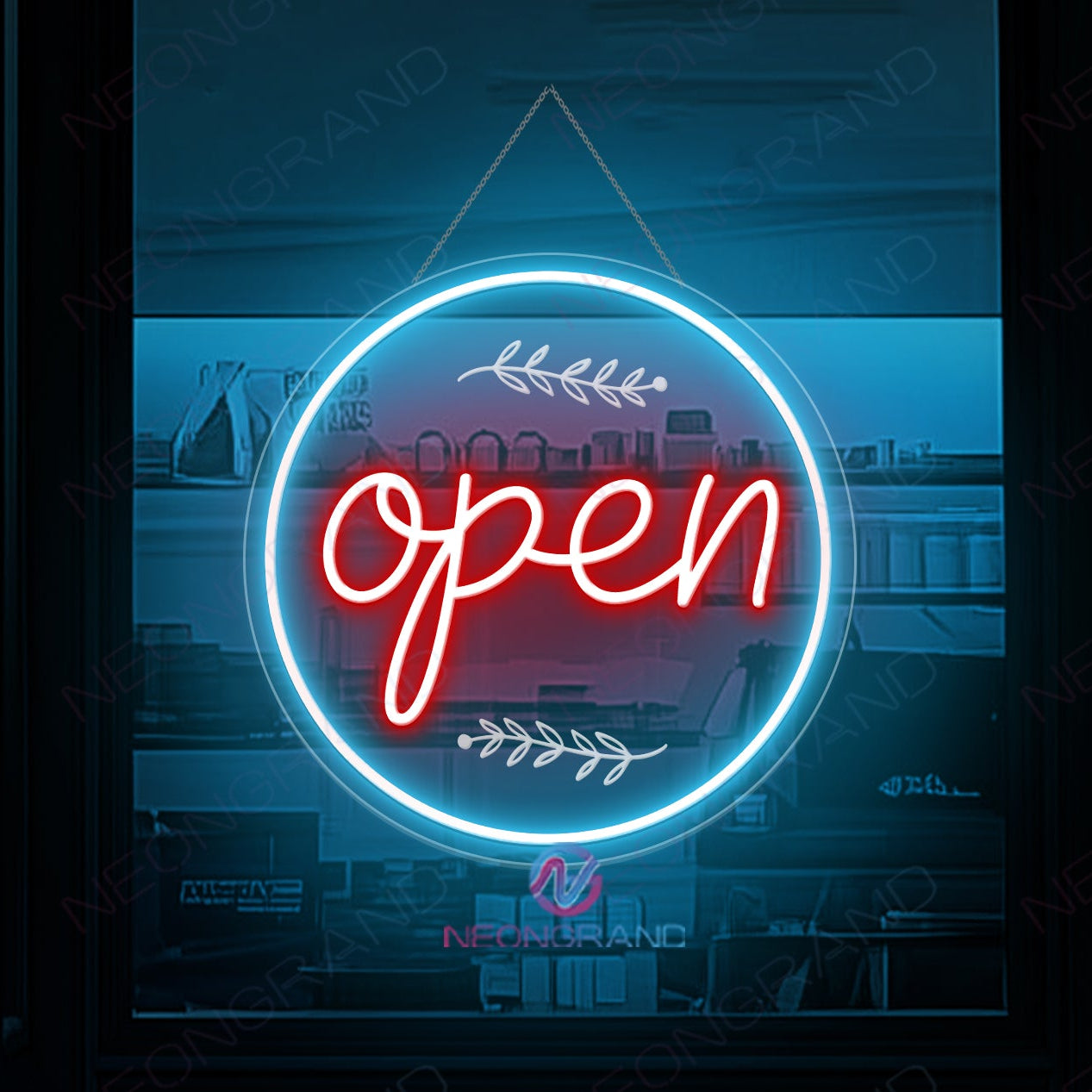 Vintage Neon Open Sign Engraving Storefront LED Light