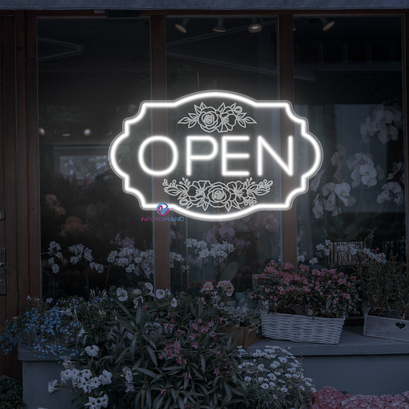 Florist Open Neon Sign Flower Shop Storefront LED Light