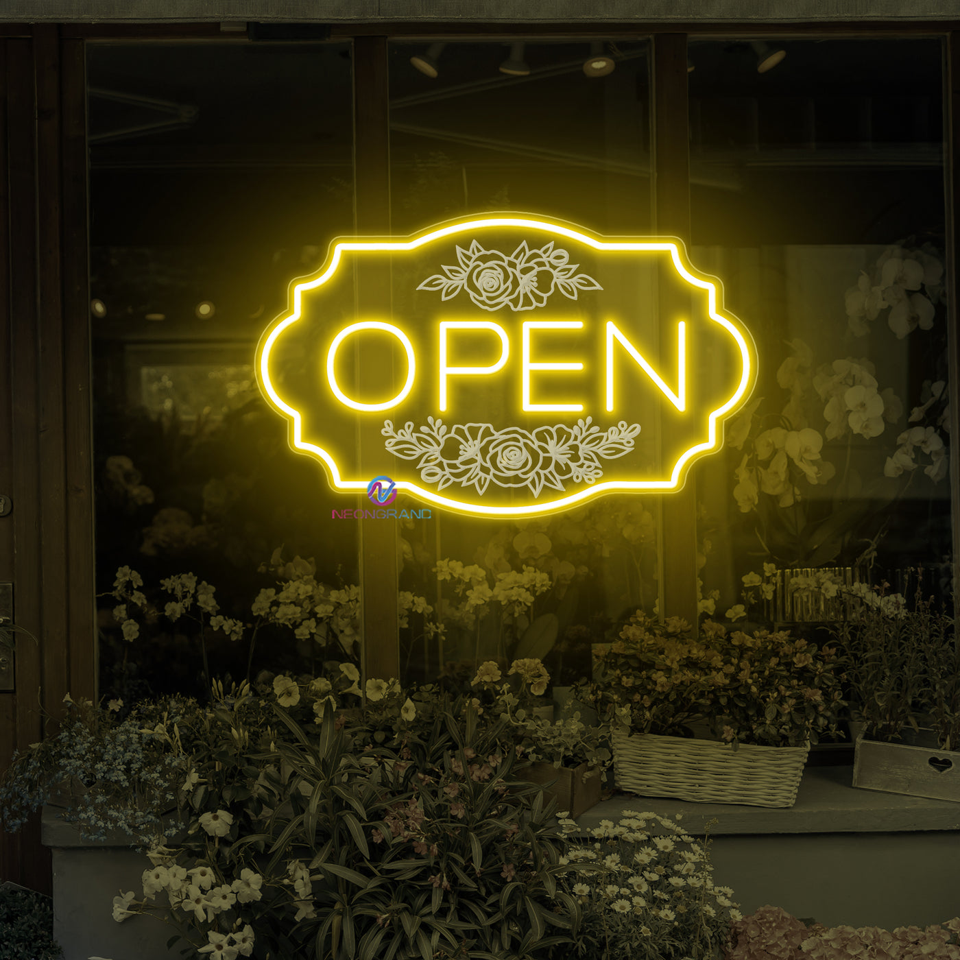 Florist Open Neon Sign Flower Shop Storefront LED Light