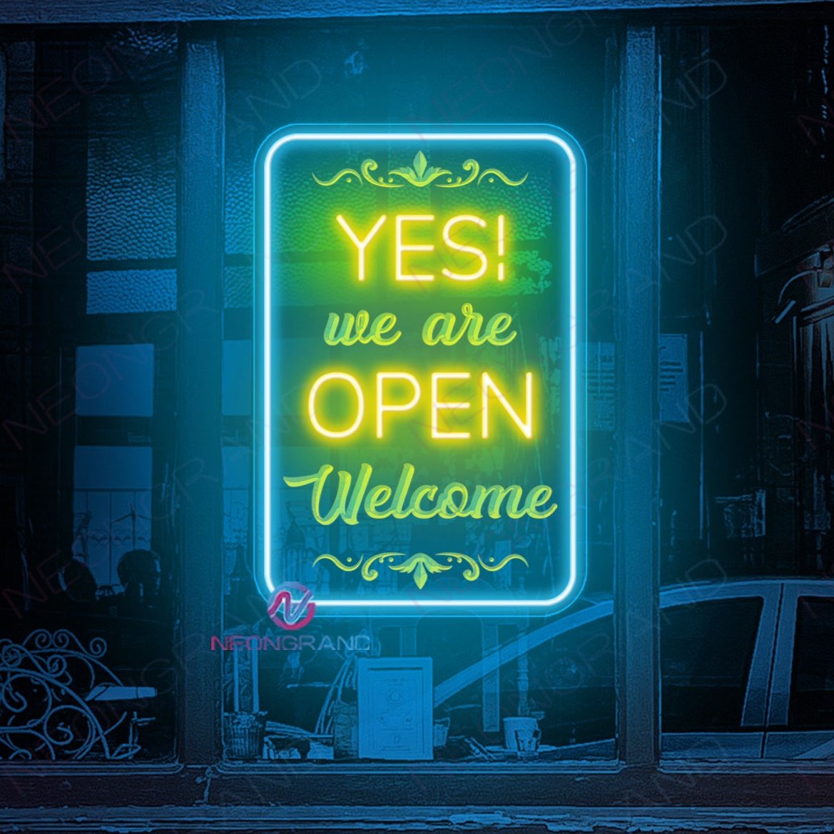 Yes, We Are Open Welcome Neon Sign Engraving LED Light