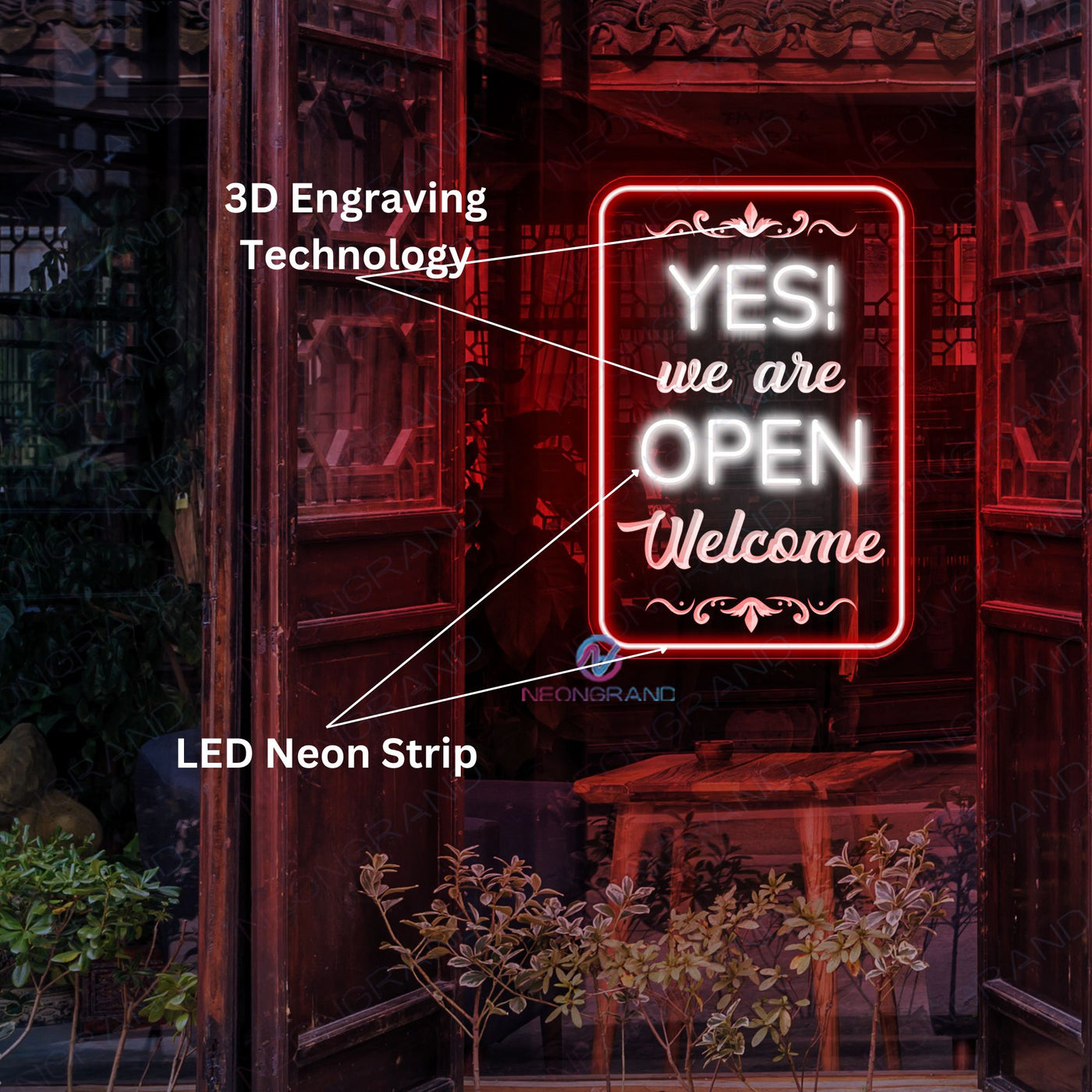 Yes, We Are Open Welcome Neon Sign Engraving LED Light