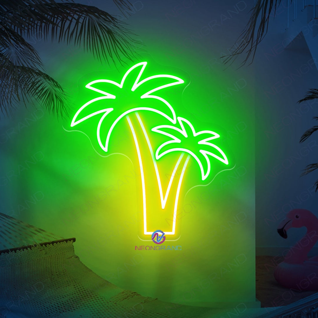 Lovely Bright Tropical Green Palm Tree Neon 2024 Light Sign Decoration