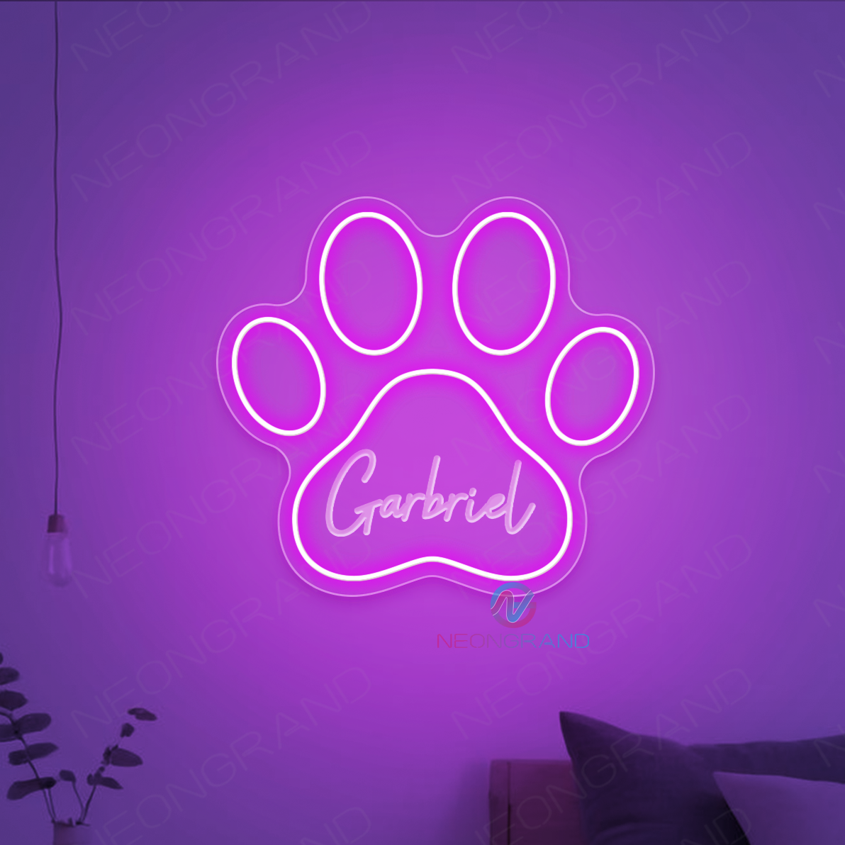 Paw Neon Sign Custom Personalized Name LED Light