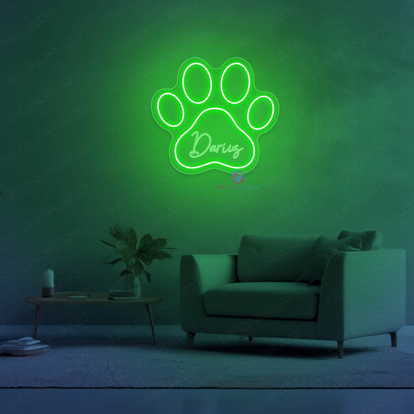 Paw Neon Sign Custom Personalized Name LED Light
