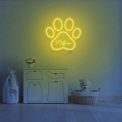 Paw Neon Sign Custom Personalized Name LED Light