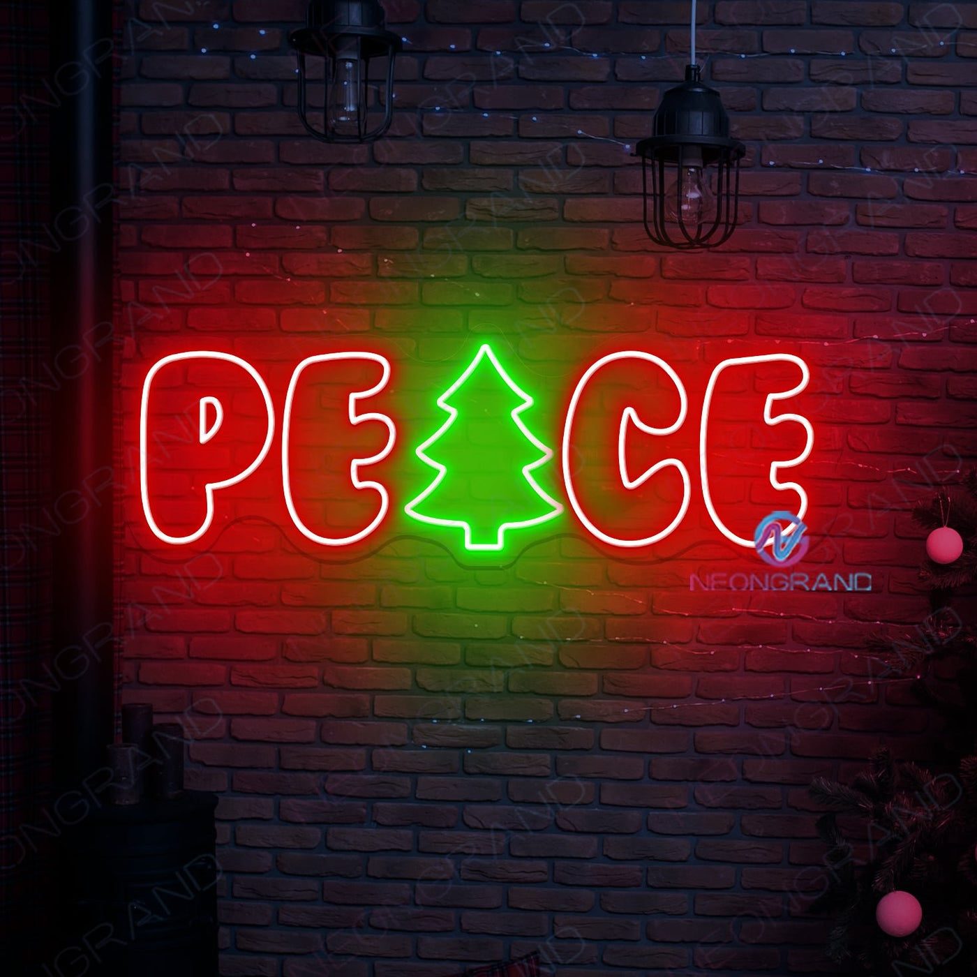 Peace Neon Sign Christmas Tree LED Light