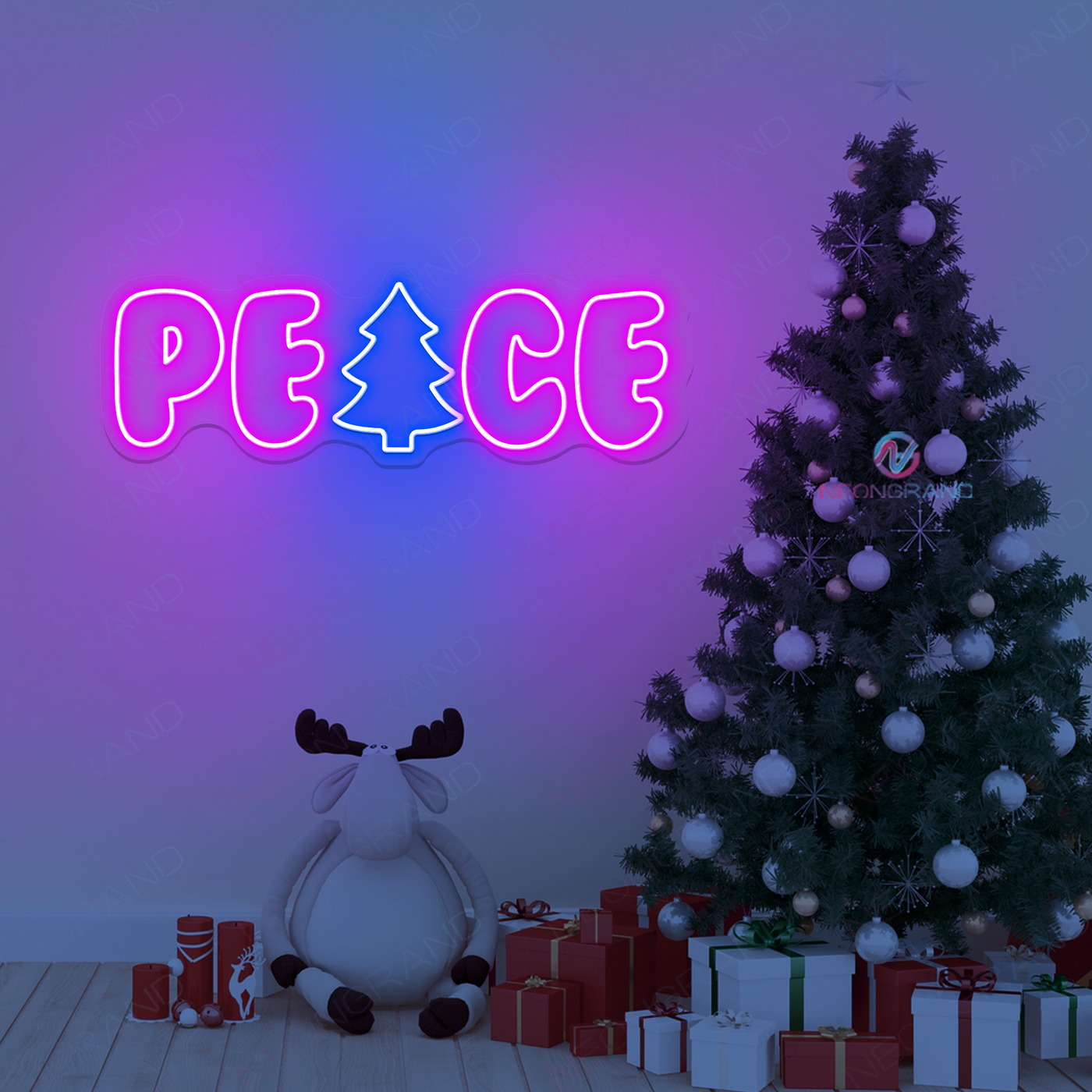 Peace Neon Sign Christmas Tree LED Light