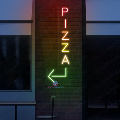 Pizza Neon Sign Vertical Arrow LED Light