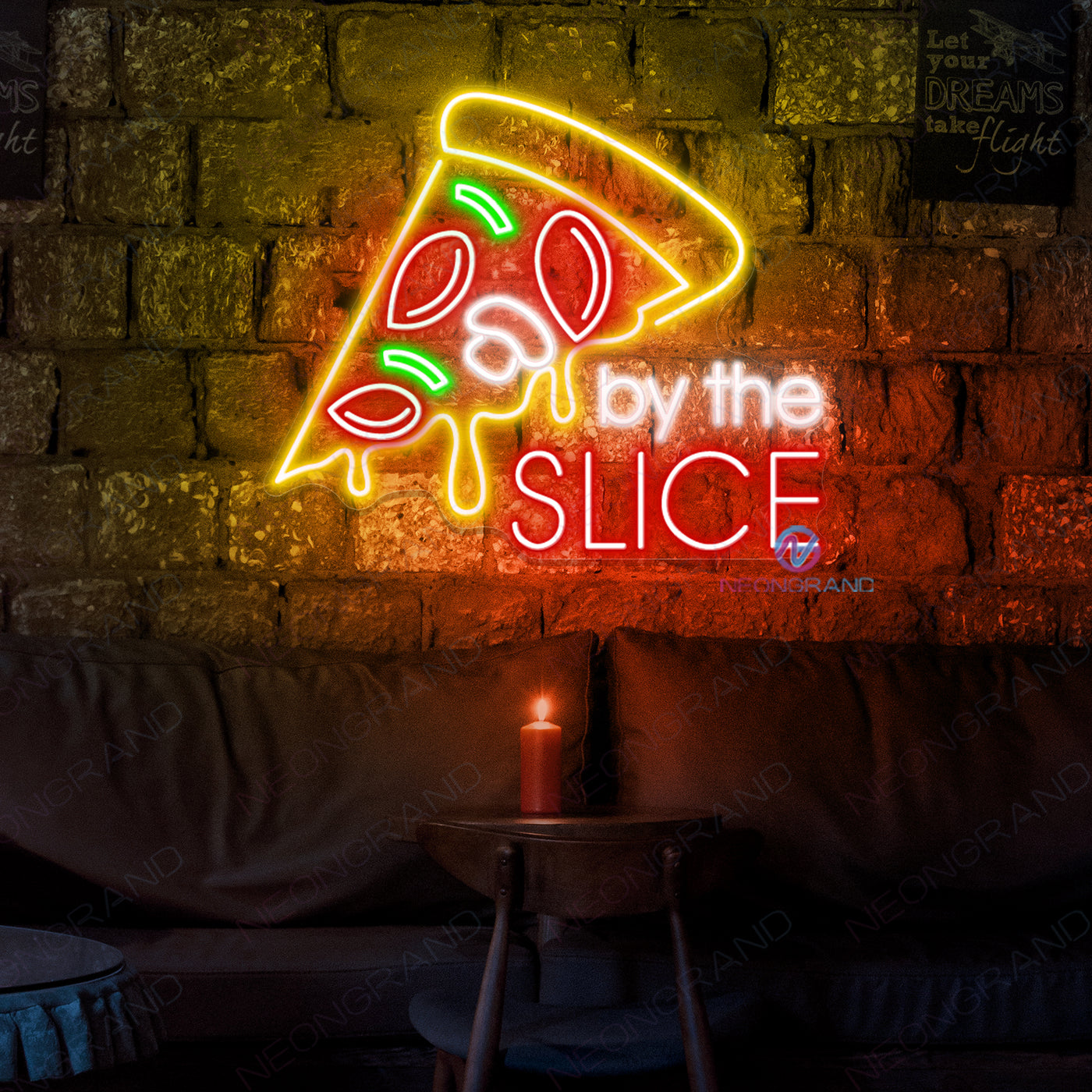 Pizza By The Slice Neon Sign Kitchen Led Light