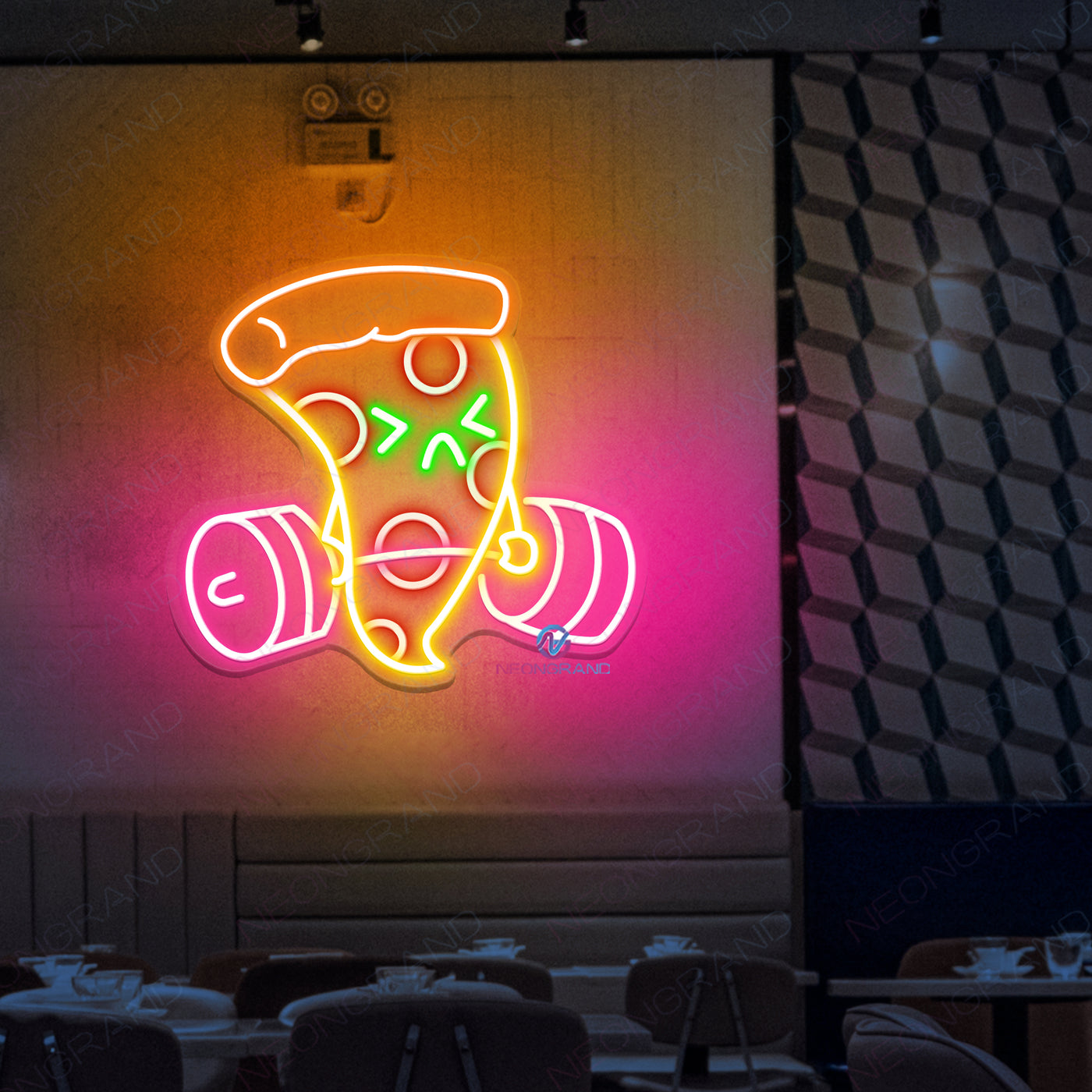 Pizza Neon Sign Barbell LED Light For Restaurant