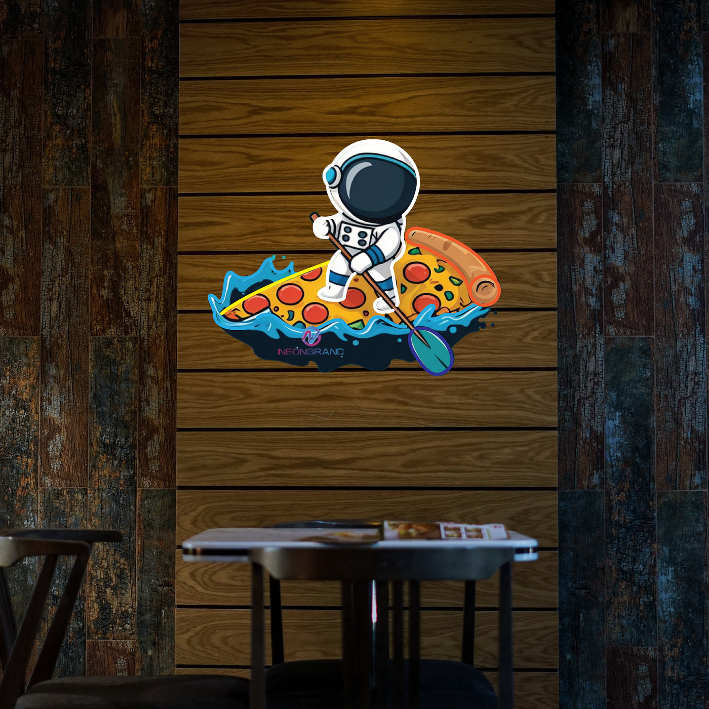 Pizza Neon Sign Astronaut UV-Printed Led Light