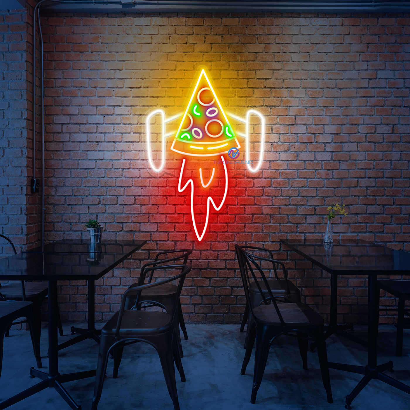 Pizza Neon Sign Rocket LED Light For Restaurant