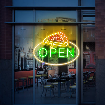 Pizza Open Neon Sign 3D Engraving LED Light