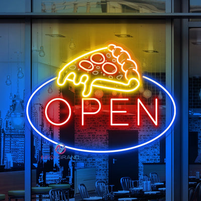 Pizza Open Neon Sign 3D Engraving LED Light