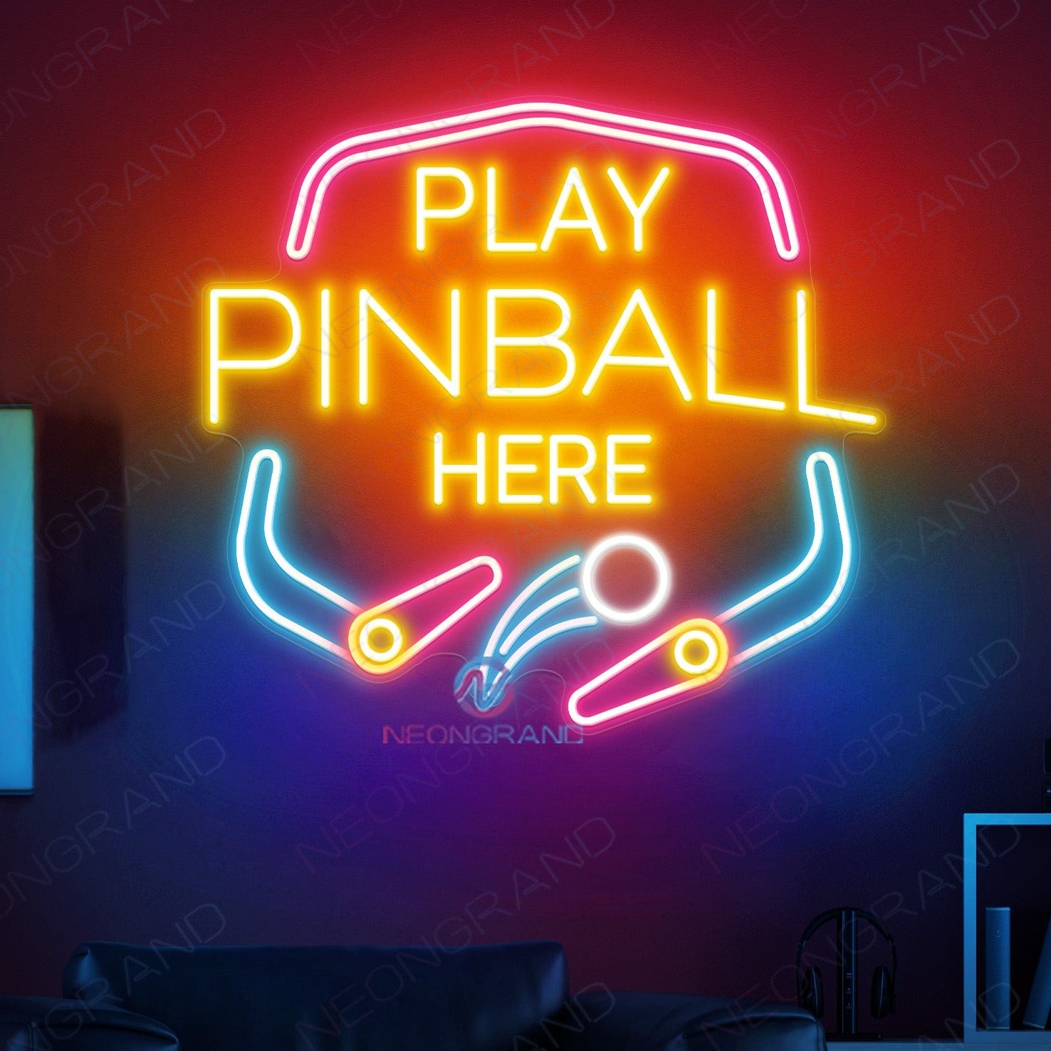 Play Pinball Neon Sign Gaming Room Led Light - NeonGrand