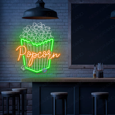 Popcorn Neon Sign 3D-Engraving Cinema LED Light