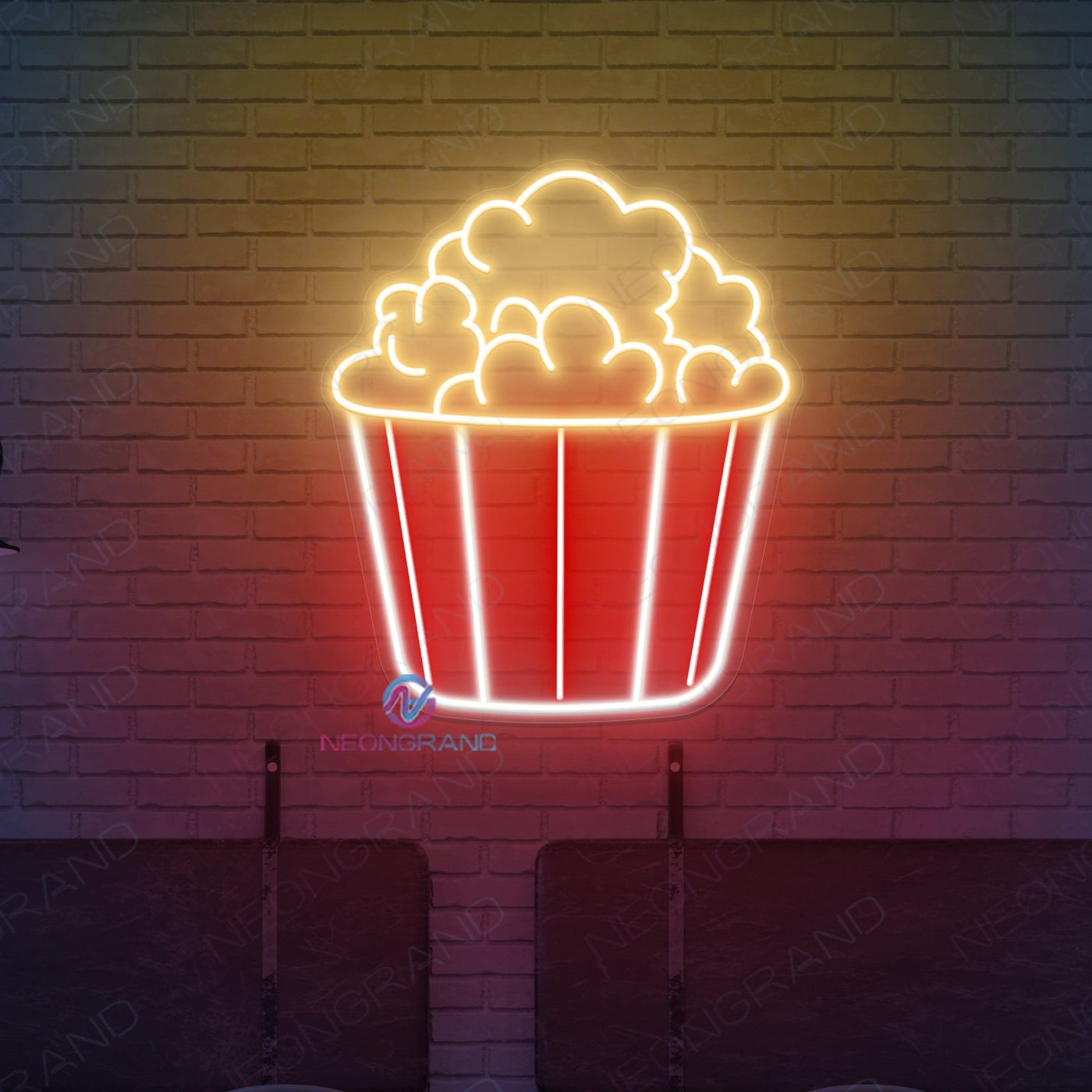 Popcorn Neon Sign Cinema LED Light For Business