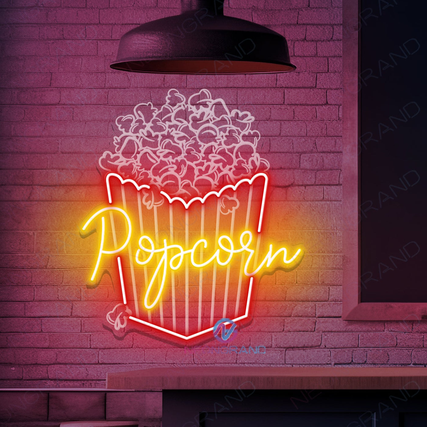 Popcorn Neon Sign 3D-Engraving Cinema LED Light