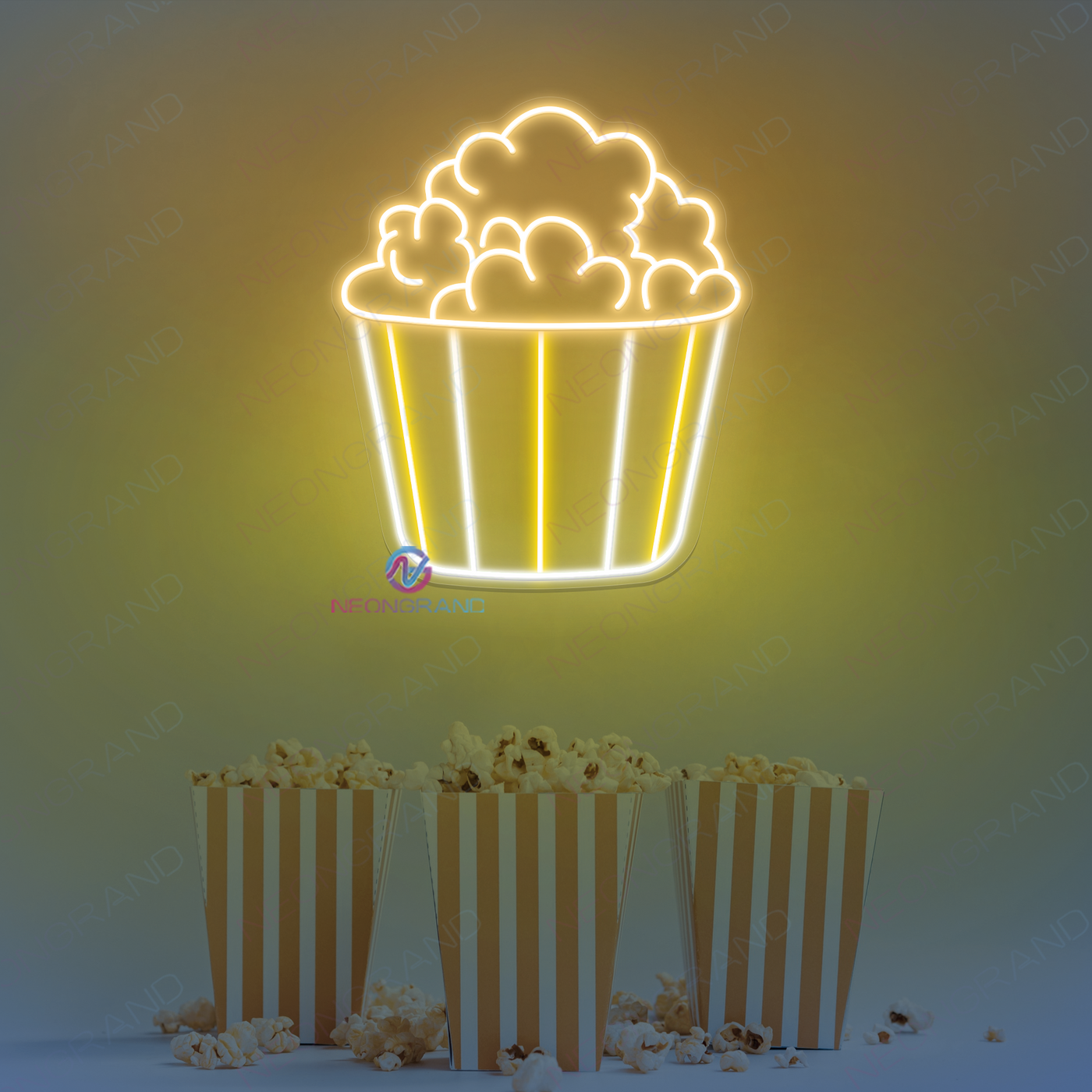 Popcorn Neon Sign Cinema LED Light For Business