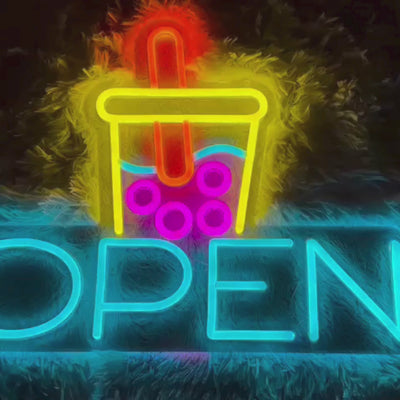 Boba Open Neon Sign Cafe LED Light Decoration For Business (USB)