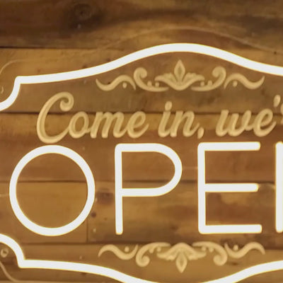 Come In We're Open Neon Sign Engraved Business Led Light