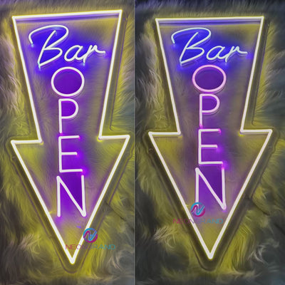 Bar Open Neon Sign Arrow Led Light For Business