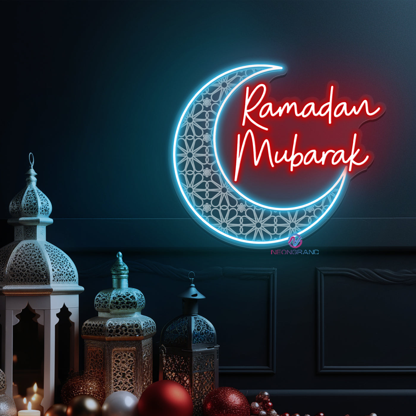 Ramadan Mubarak Neon Sign 3D Engraving LED Light