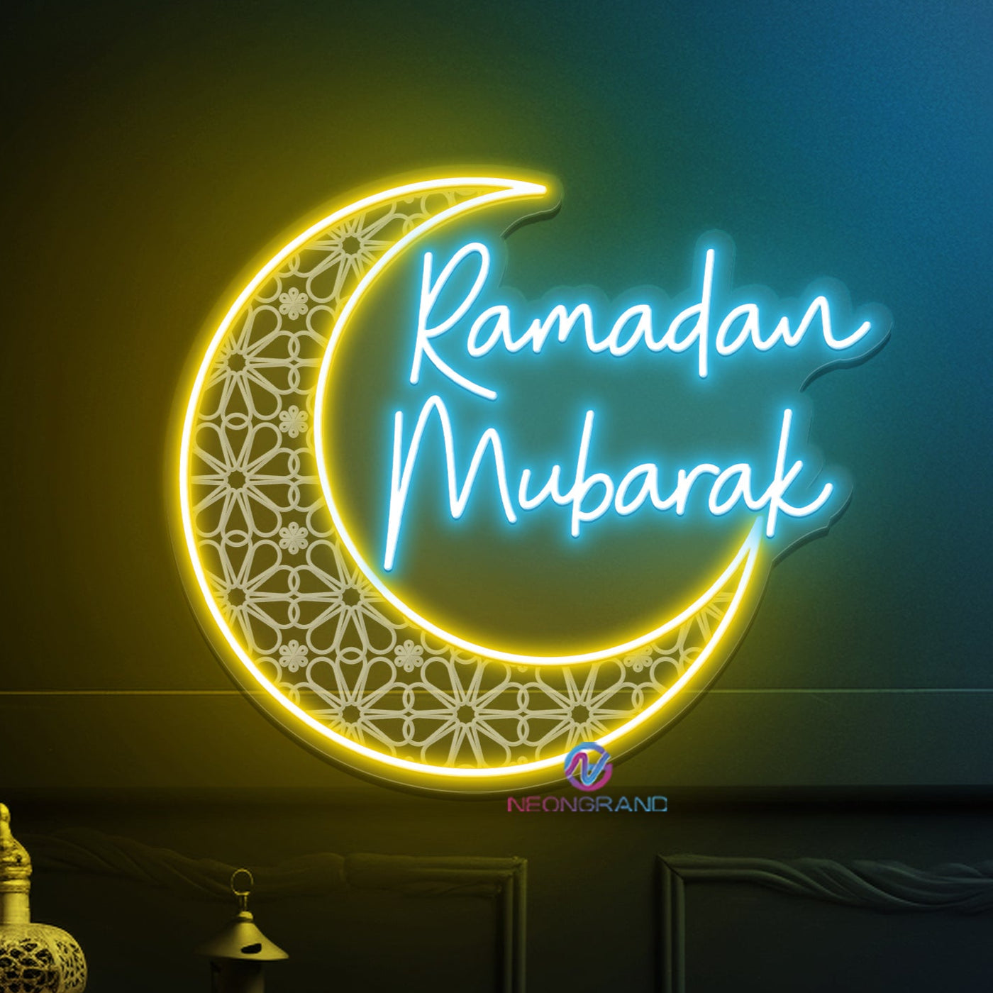 Ramadan Mubarak Neon Sign 3D Engraving LED Light